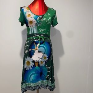 Desigual Green Print Dress.
